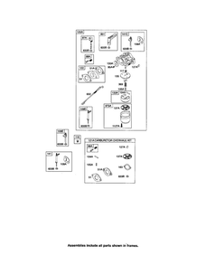 Carburetor Diagram and Parts List for 210300 0035-1142 Briggs and Stratton Engine